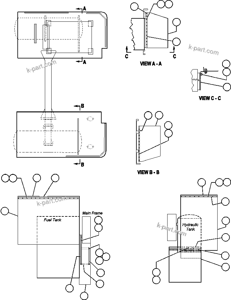 Komatsu parts book diagram for AFE47-DW 730E S/N A30410-A30411 & A30417               LOMAS BAYAS: MUD FLAP INSTALLATION