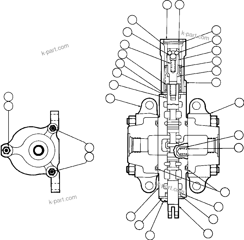 Komatsu parts book diagram for AFE47-DW 730E S/N A30410-A30411 & A30417               LOMAS BAYAS: HOIST PILOT VALVE ASSEMBLY (PB6922)