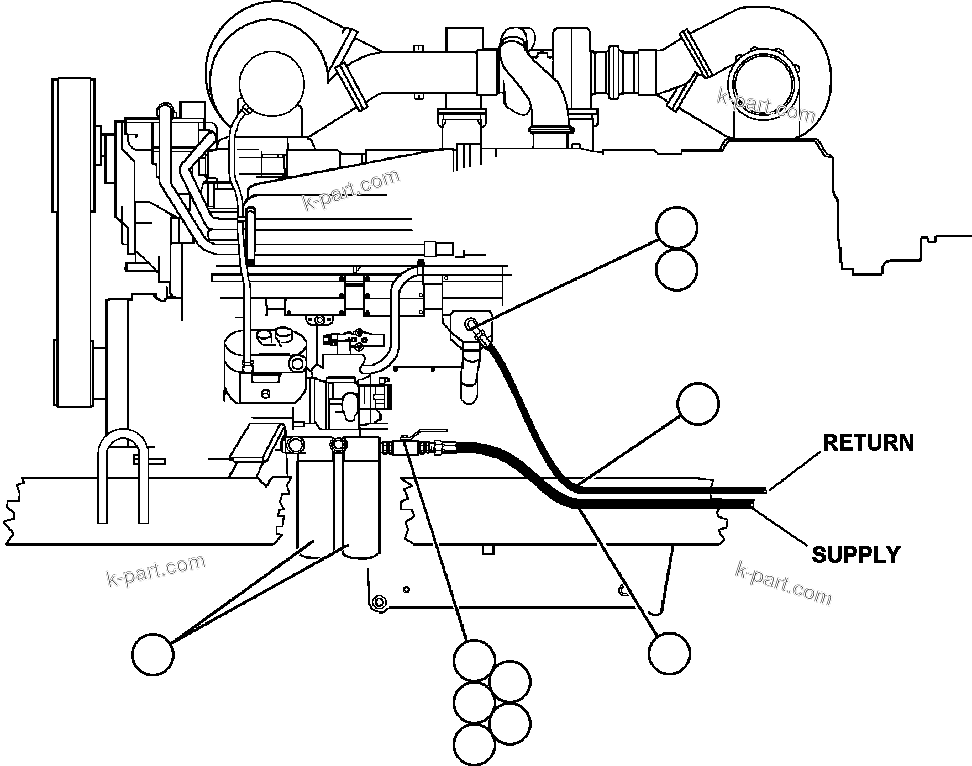 Komatsu parts book diagram for AFE47-DW 730E S/N A30410-A30411 & A30417               LOMAS BAYAS: ENGINE FUEL PIPING