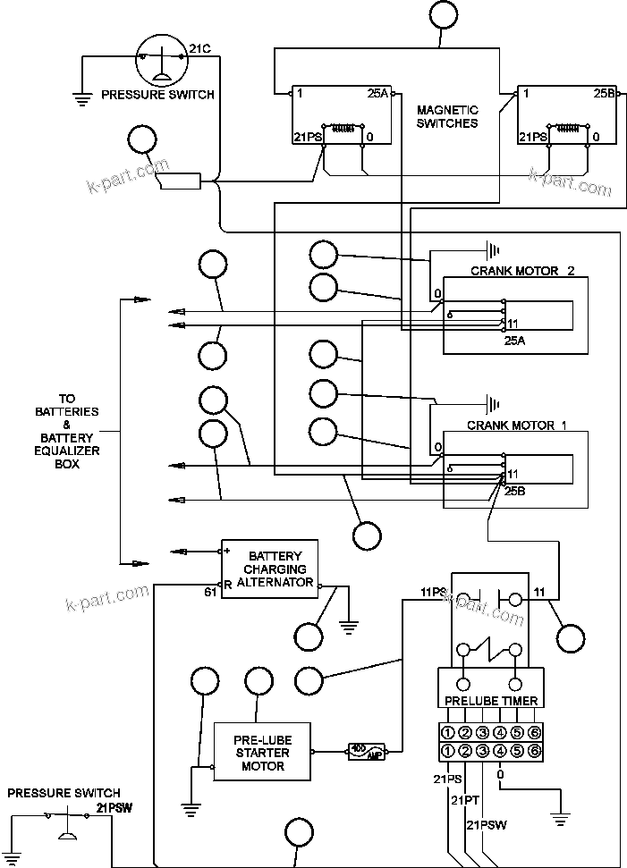 Komatsu parts book diagram for AFE47-DW 730E S/N A30410-A30411 & A30417               LOMAS BAYAS: ELECTRIC START WIRING