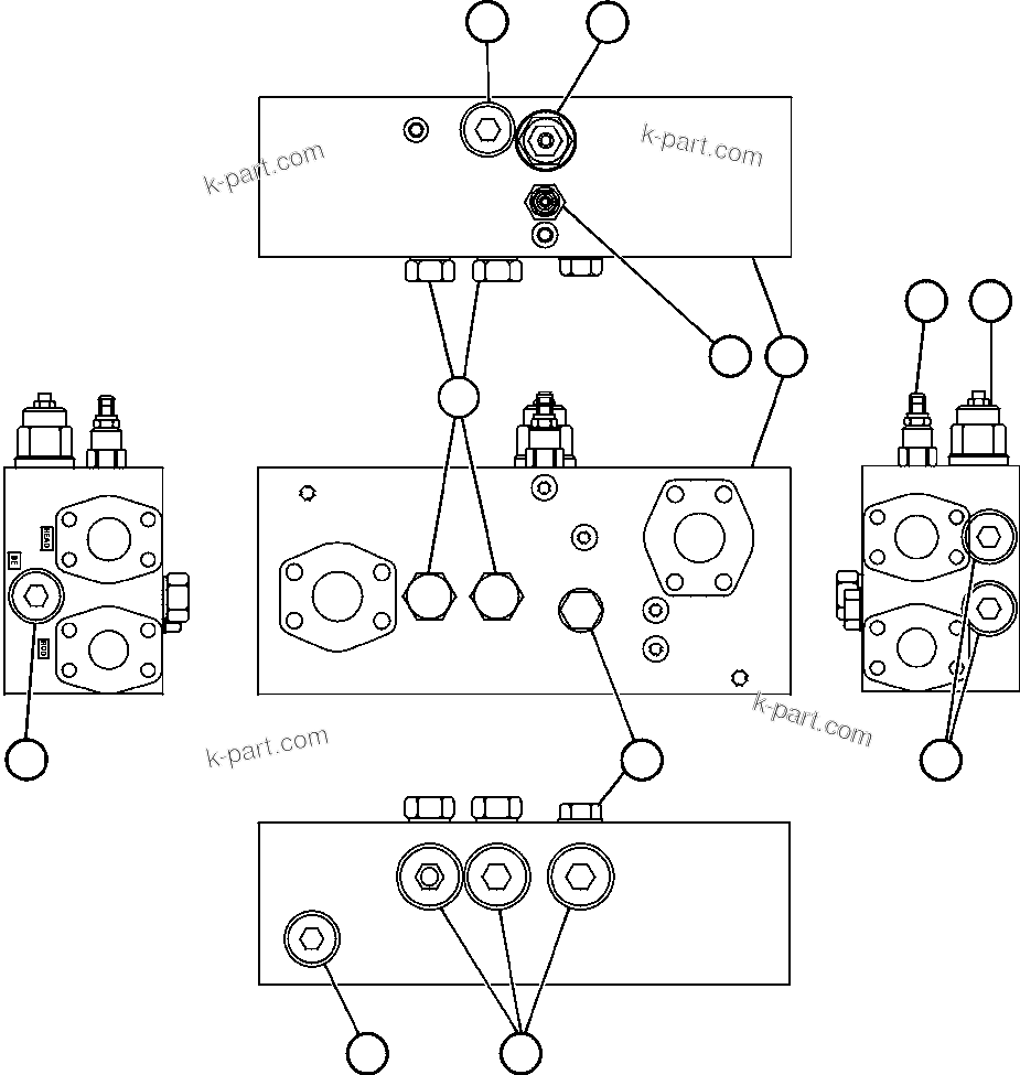 Komatsu parts book diagram for AFE47-DW 730E S/N A30410-A30411 & A30417               LOMAS BAYAS: OVERCENTER MANIFOLD VALVE ASSM (PC0522)