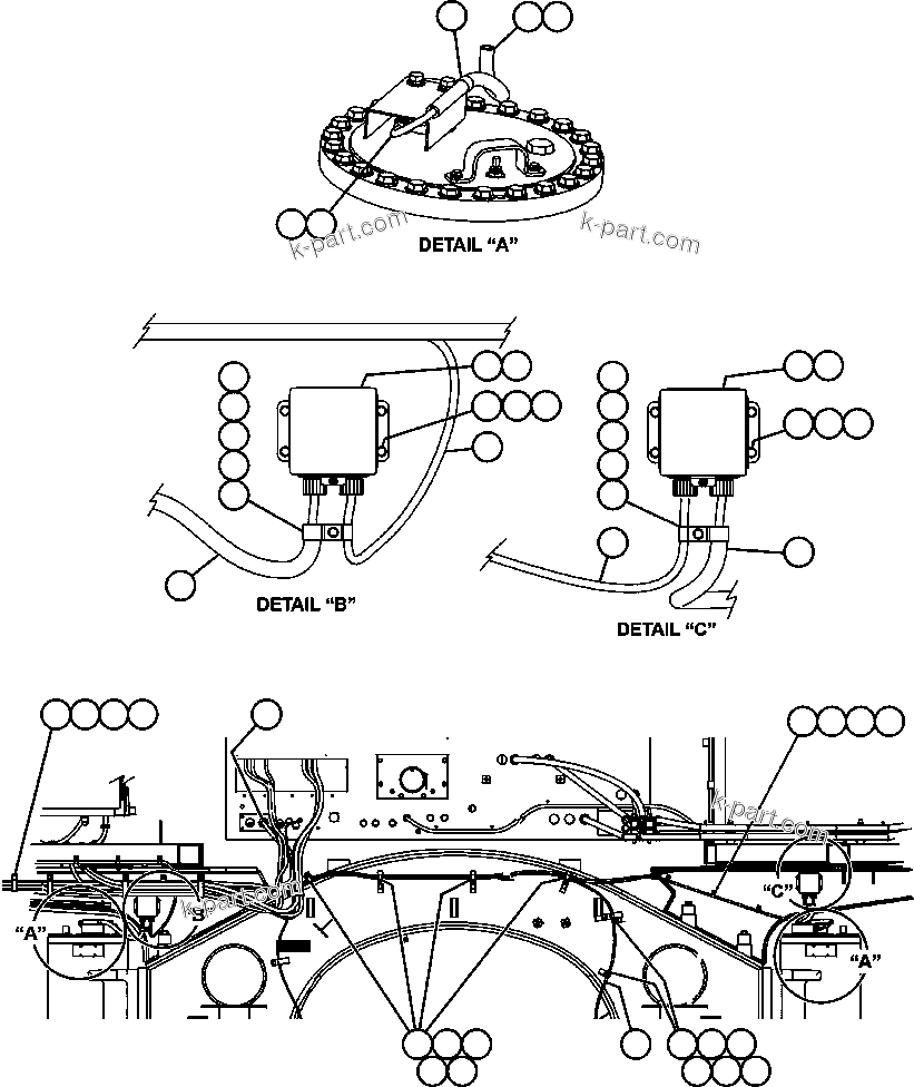 Komatsu parts book diagram for AFE47-DW 730E S/N A30410-A30411 & A30417               LOMAS BAYAS: PAYLOAD METER III - FRONT SUSPENSIONS