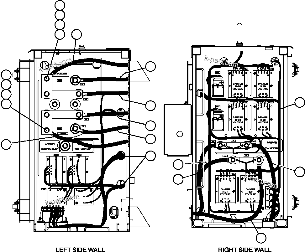 Komatsu parts book diagram for AFE47-DW 730E S/N A30410-A30411 & A30417               LOMAS BAYAS: CONT. CAB. - CENTER DOOR L.S. & R.S. WALL WIRING