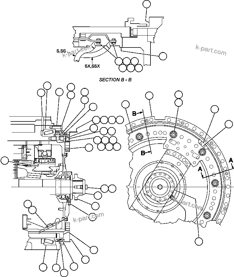 Komatsu parts book diagram for AFE47-DW 730E S/N A30410-A30411 & A30417               LOMAS BAYAS: MOTORIZED WHEEL - 788FS10 - 1