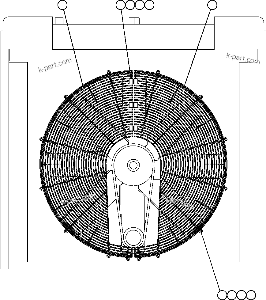Komatsu parts book diagram for AFE47-EC 730E S/N A30434-A30436, A30438-A30439       KAL: FAN GUARD