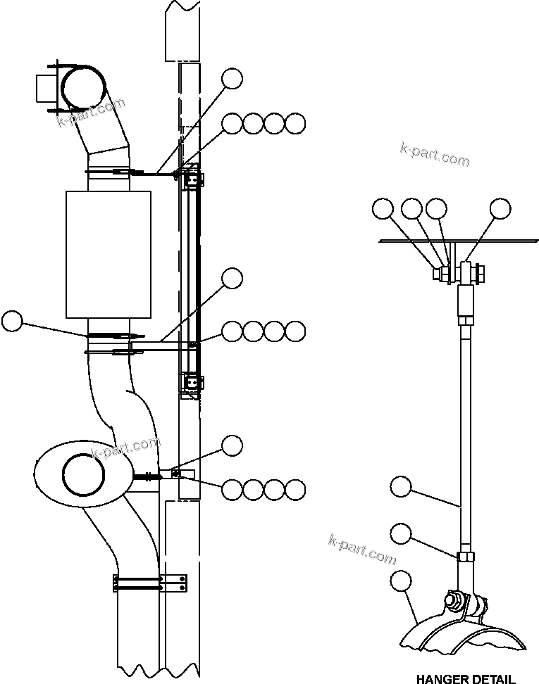 Komatsu parts book diagram for AFE47-EC 730E S/N A30434-A30436, A30438-A30439       KAL: EXHAUST PIPING - 2