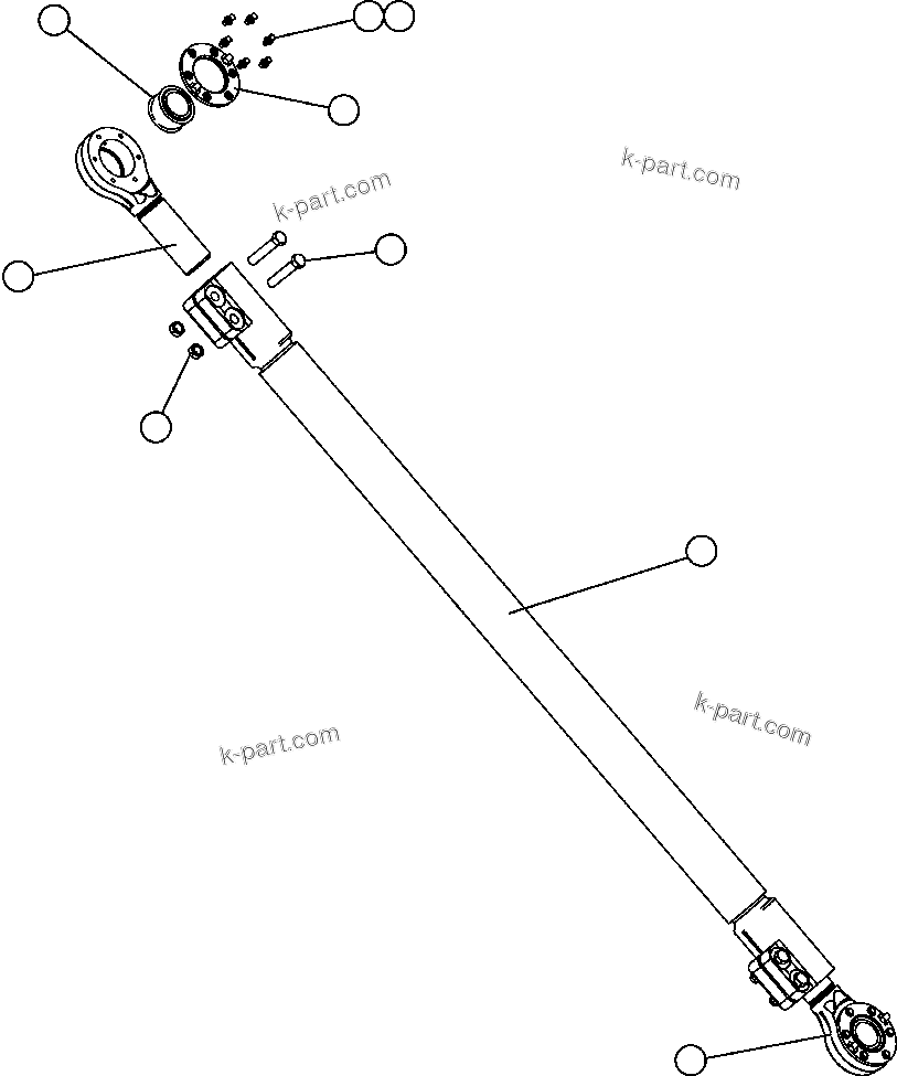 Komatsu parts book diagram for AFE47-EC 730E S/N A30434-A30436, A30438-A30439       KAL: TIE ROD ASSEMBLY