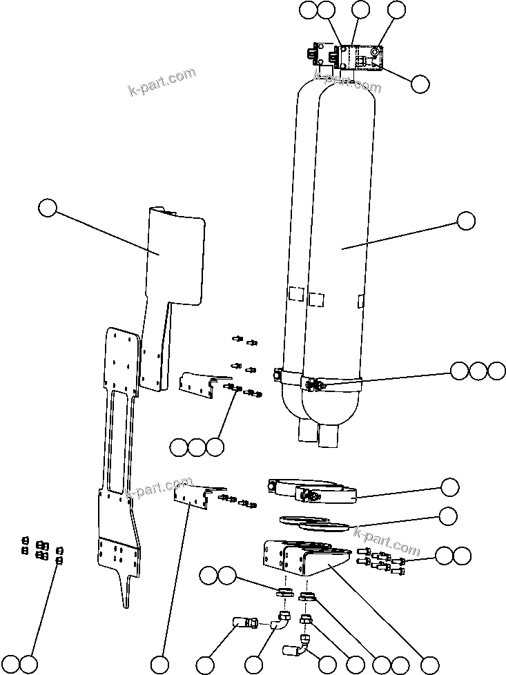 Komatsu parts book diagram for AFE47-EC 730E S/N A30434-A30436, A30438-A30439       KAL: STEERING ACCUMULATORS INSTALLATION