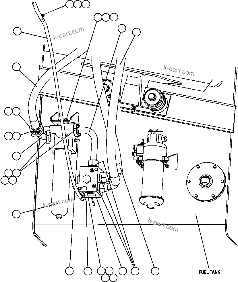 Komatsu parts book diagram for AFE47-EC 730E S/N A30434-A30436, A30438-A30439       KAL: STEERING FILTER & UNLOADER INSTALLATION