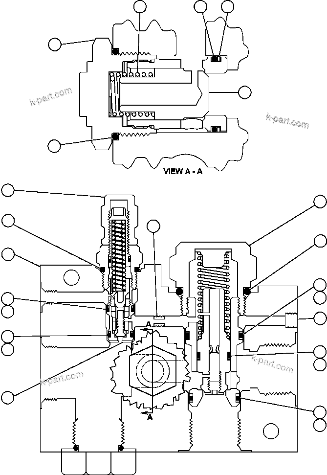Komatsu parts book diagram for AFE47-EC 730E S/N A30434-A30436, A30438-A30439       KAL: UNLOADER VALVE ASSEMBLY (PC0243)