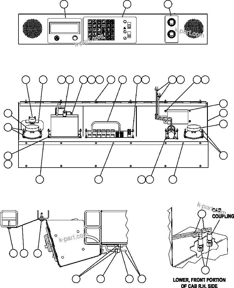 Komatsu parts book diagram for AFE47-EC 730E S/N A30434-A30436, A30438-A30439       KAL: OVERHEAD DASH MODULE