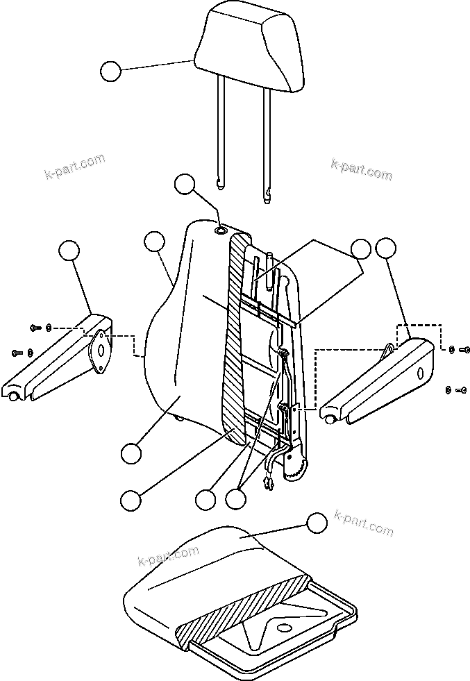 Komatsu parts book diagram for AFE47-EC 730E S/N A30434-A30436, A30438-A30439       KAL: OPERATOR'S SEAT ASSEMBLY (EJ8295)