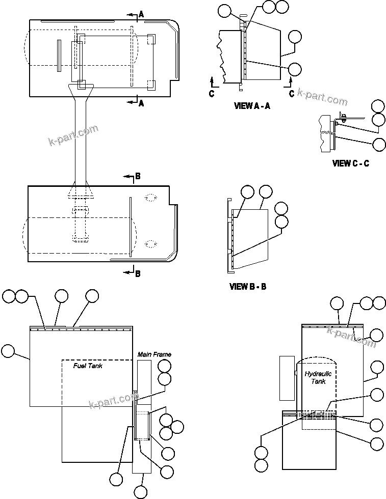 Komatsu parts book diagram for AFE47-EC 730E S/N A30434-A30436, A30438-A30439       KAL: MUD FLAP INSTALLATION