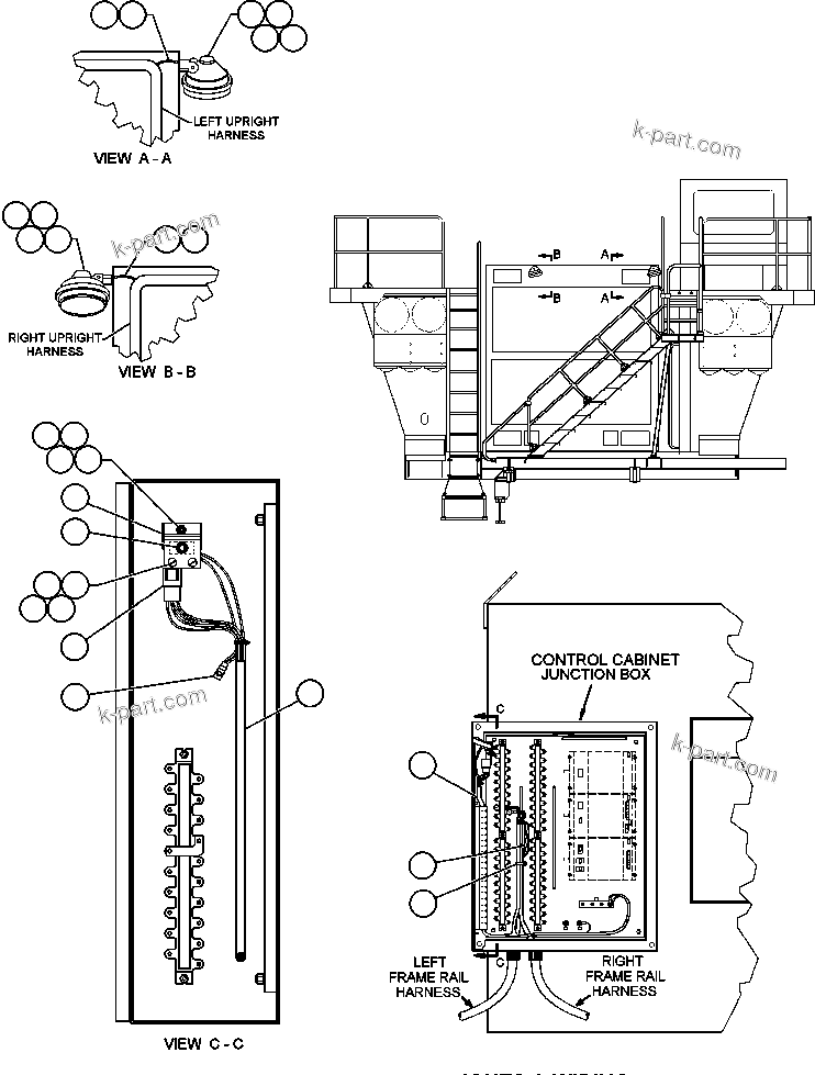 Komatsu parts book diagram for AFE47-EC 730E S/N A30434-A30436, A30438-A30439       KAL: DIAGONAL LADDER LIGHTS & WIRING