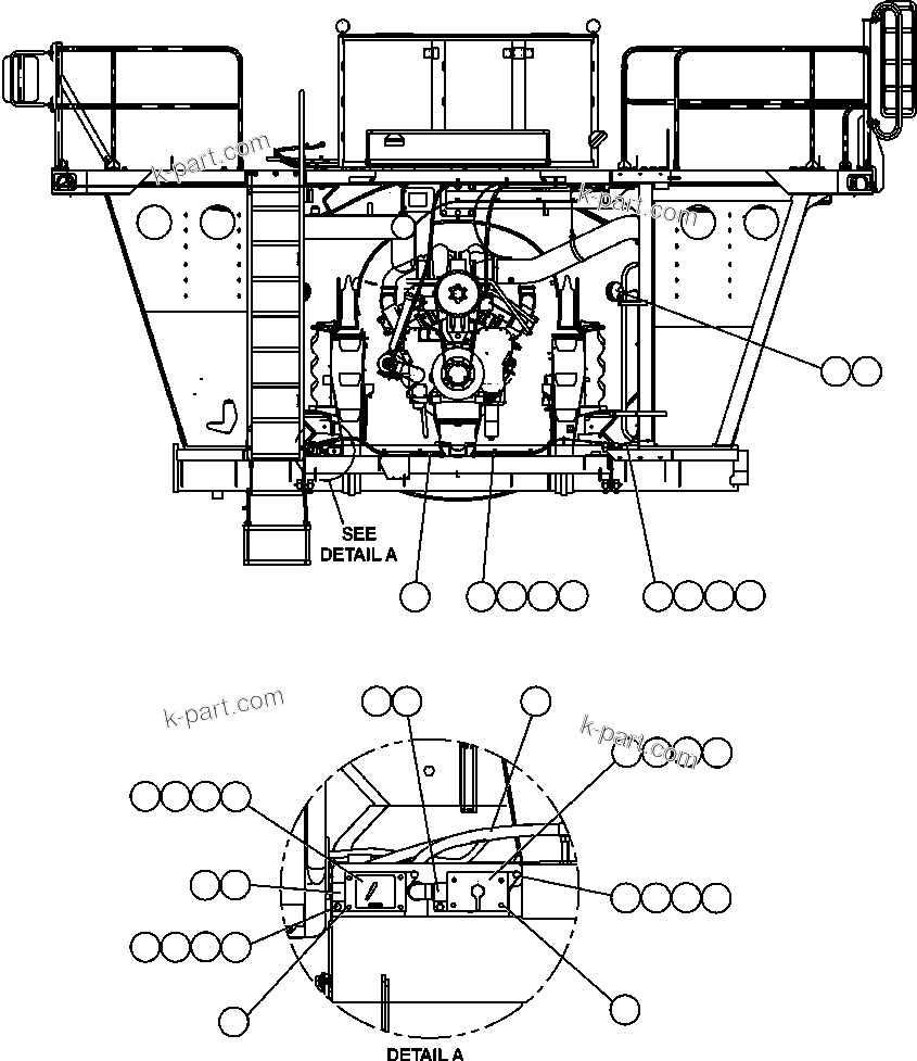 Komatsu parts book diagram for AFE47-EC 730E S/N A30434-A30436, A30438-A30439       KAL: L.H. UPRIGHT & GROUND LEVEL SWITCH WIRING