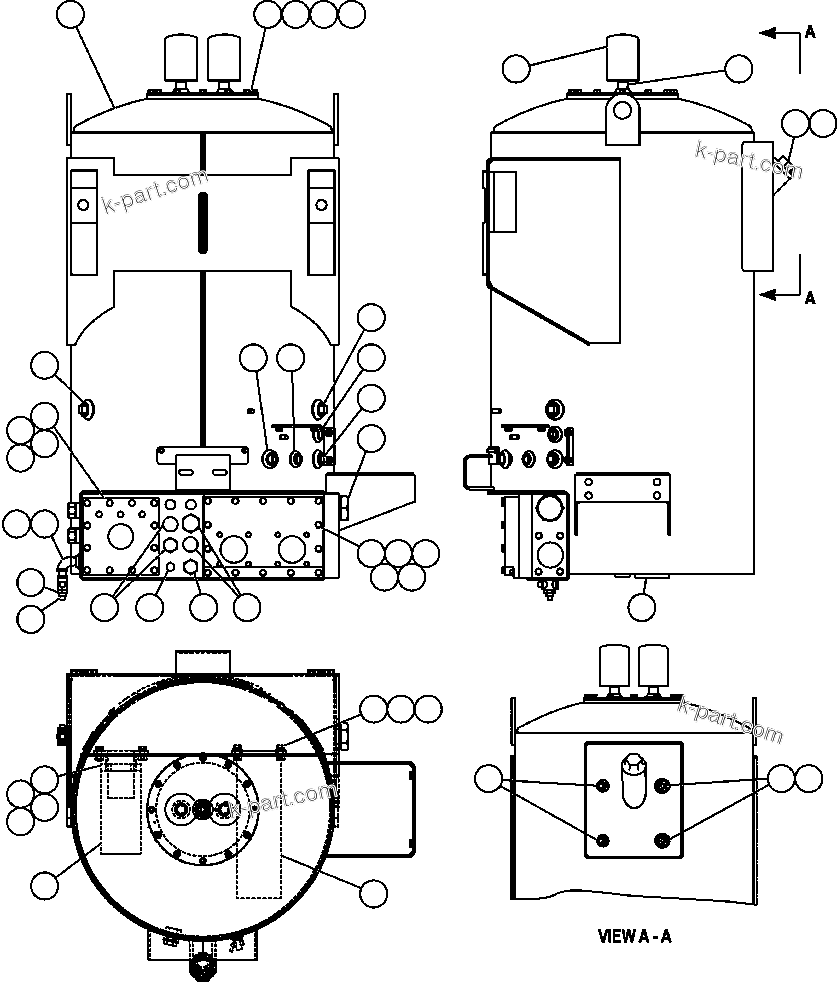 Komatsu parts book diagram for AFE47-EC 730E S/N A30434-A30436, A30438-A30439       KAL: HYDRAULIC TANK ASSEMBLY INSTALLATION