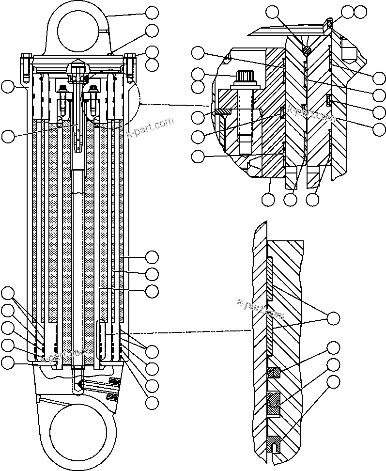 Komatsu parts book diagram for AFE47-EC 730E S/N A30434-A30436, A30438-A30439       KAL: HOIST CYLINDER ASSEMBLY (EL4833)