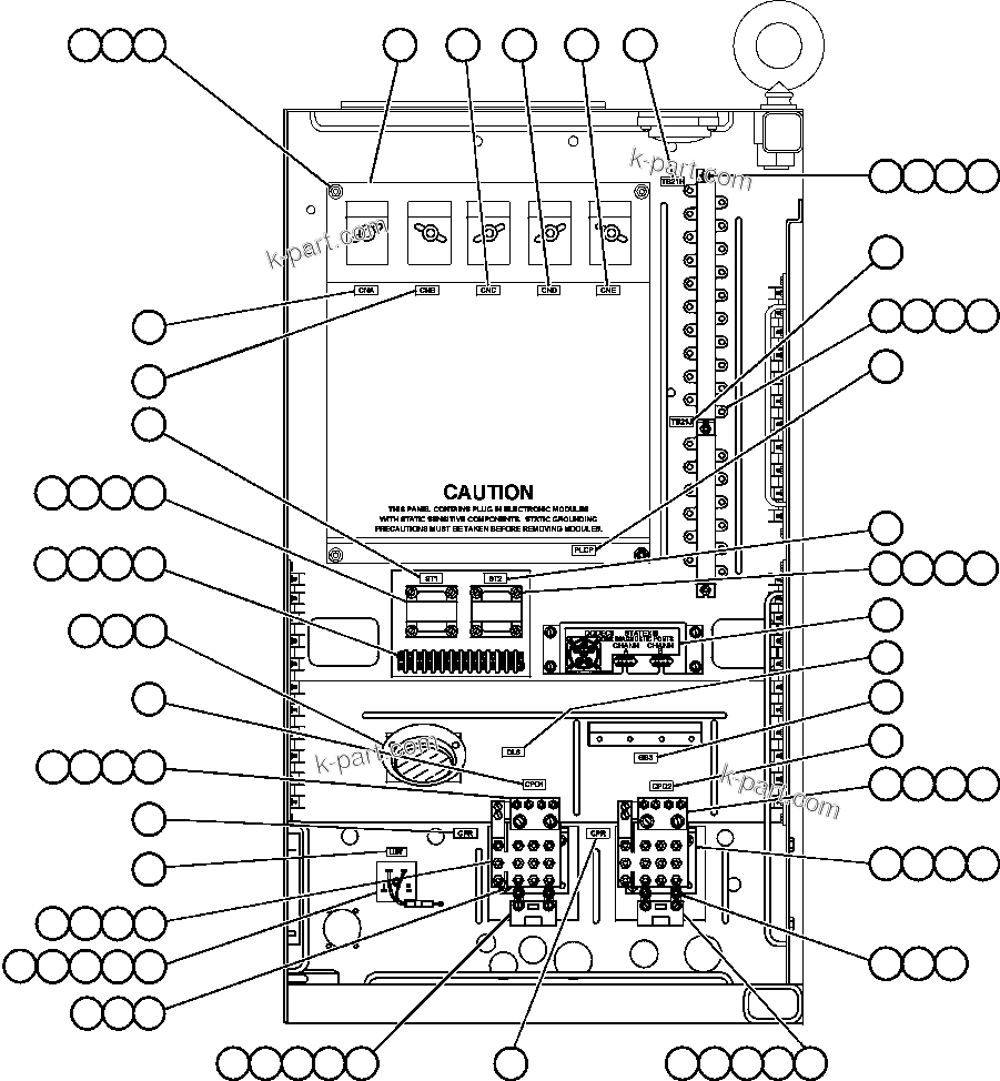 Komatsu parts book diagram for AFE47-EC 730E S/N A30434-A30436, A30438-A30439       KAL: CONTROL CABINET (RIGHT DOOR)