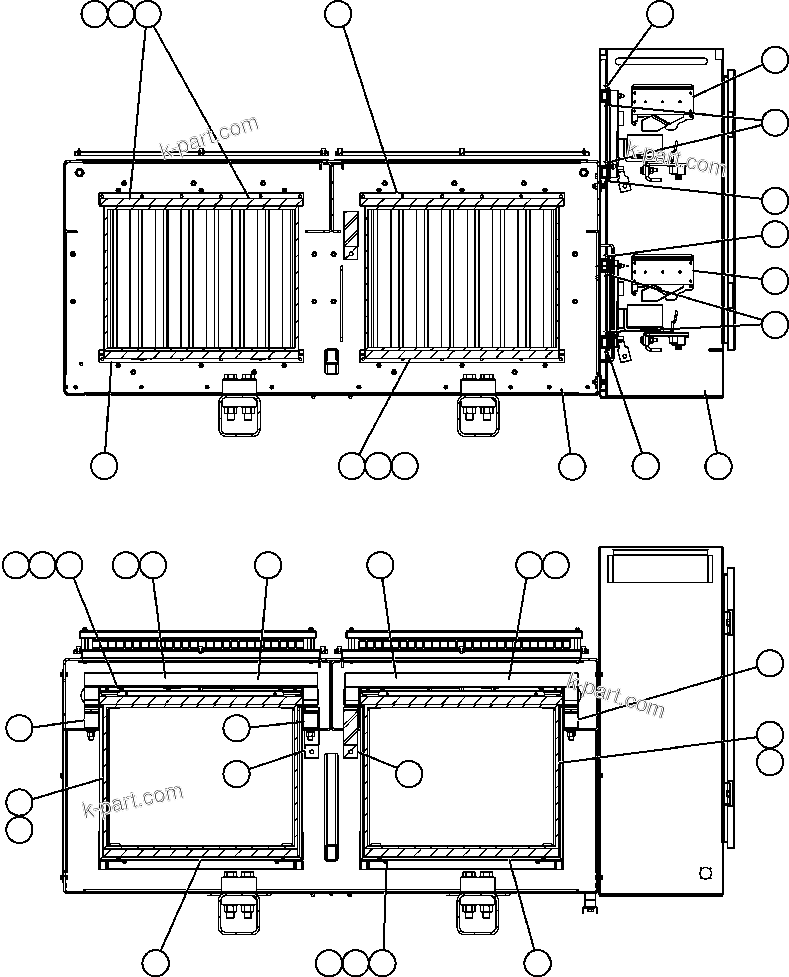 Komatsu parts book diagram for AFE47-EC 730E S/N A30434-A30436, A30438-A30439       KAL: RETARDING GRID ASSEMBLY - 7 STEP - 1 (PC2158)