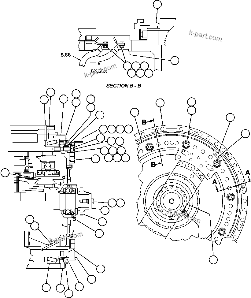 Komatsu parts book diagram for AFE47-EC 730E S/N A30434-A30436, A30438-A30439       KAL: MOTORIZED WHEEL - 788FS10 - 1