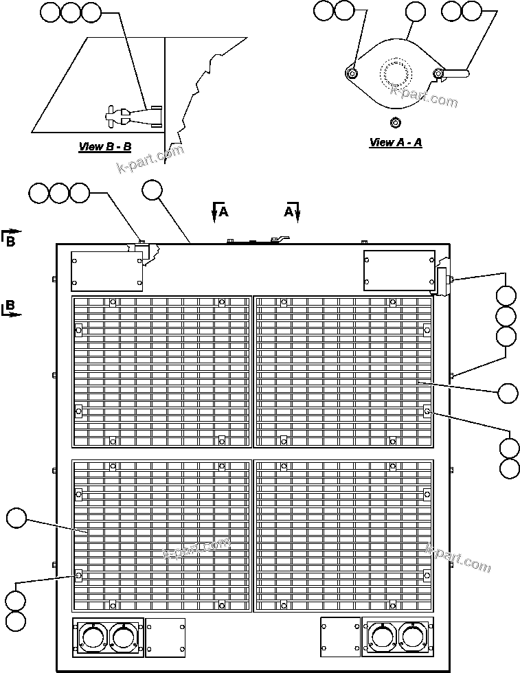 Komatsu parts book diagram for AFE47-EF 730E S/N A30445 & A30446   ORAPA MINE: HOOD & GRILLE