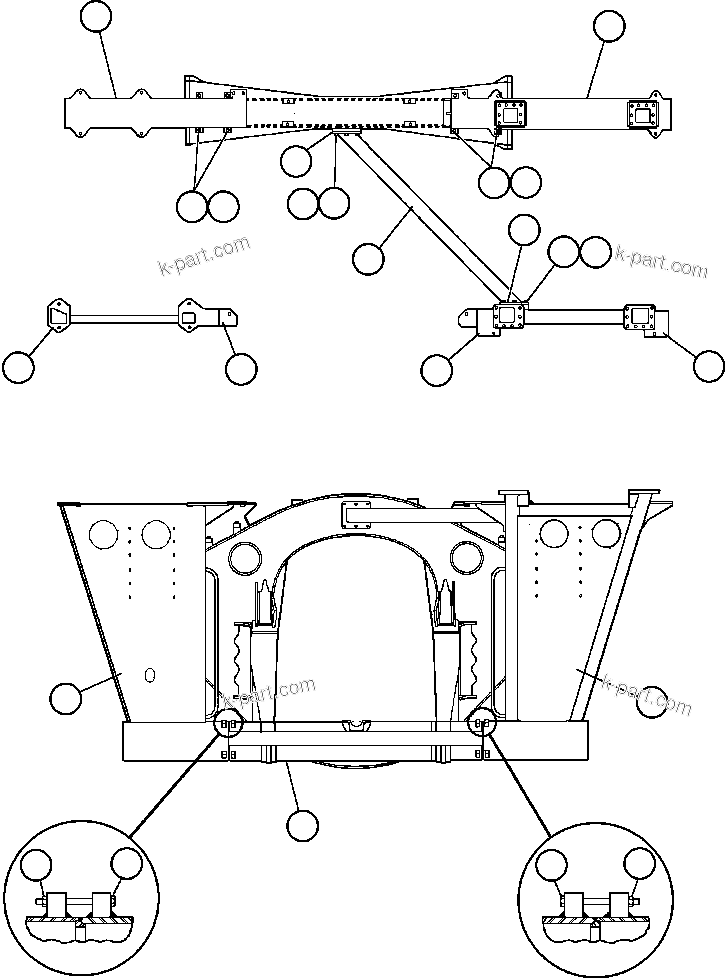 Komatsu parts book diagram for AFE47-EF 730E S/N A30445 & A30446   ORAPA MINE: FRAME & UPRIGHTS