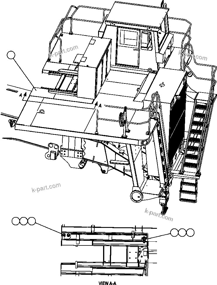 Komatsu parts book diagram for AFE47-EF 730E S/N A30445 & A30446   ORAPA MINE: R.H. REAR CENTER DECK INSTALLATION