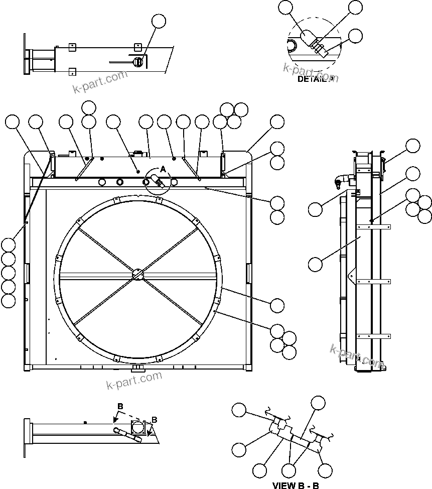 Komatsu parts book diagram for AFE47-EF 730E S/N A30445 & A30446   ORAPA MINE: RADIATOR & SHROUD ASSEMBLY (PC2067)