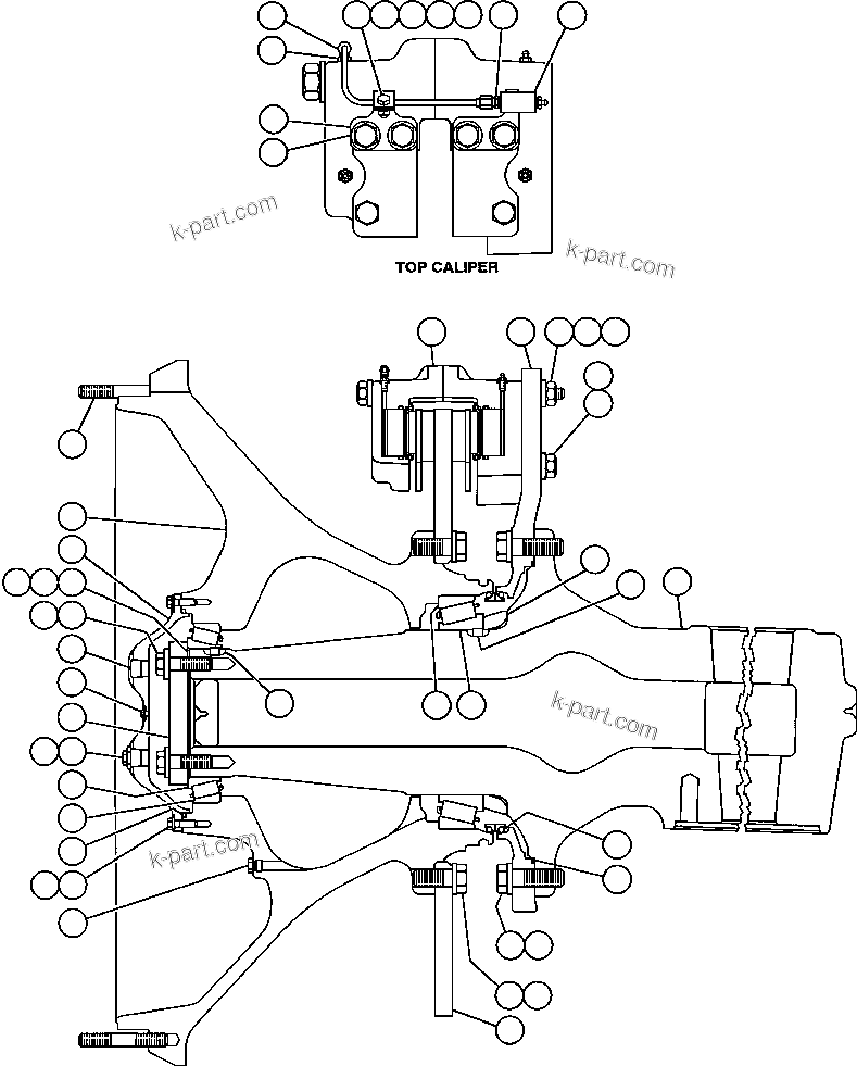 Komatsu parts book diagram for AFE47-EF 730E S/N A30445 & A30446   ORAPA MINE: SPINDLE, HUB & BRAKE INSTALLATION