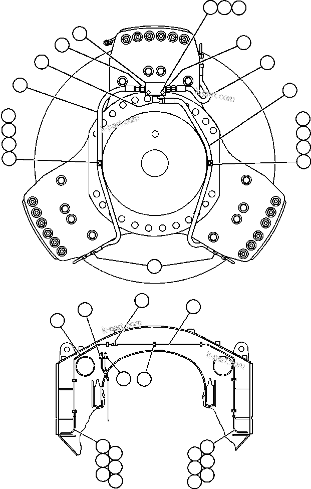 Komatsu parts book diagram for AFE47-EF 730E S/N A30445 & A30446   ORAPA MINE: FRONT BRAKE PIPING