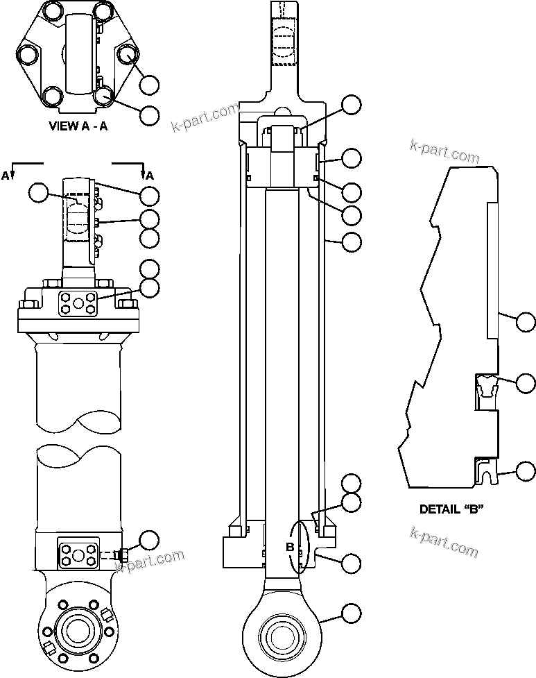 Komatsu parts book diagram for AFE47-EF 730E S/N A30445 & A30446   ORAPA MINE: STEERING CYLINDER AND BEARINGS