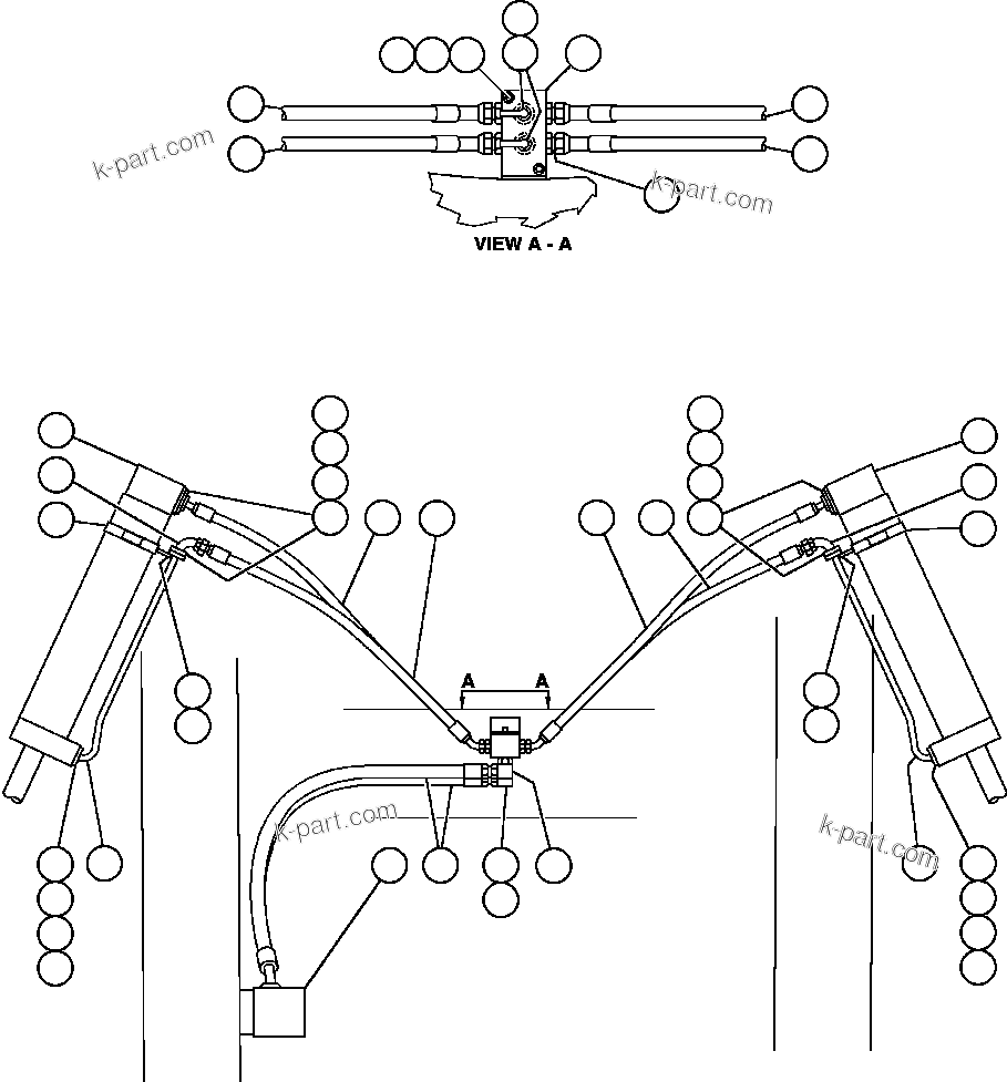 Komatsu parts book diagram for AFE47-EF 730E S/N A30445 & A30446   ORAPA MINE: STEERING CYLINDER PIPING