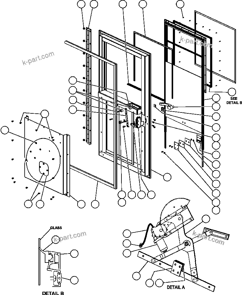 Komatsu parts book diagram for AFE47-EF 730E S/N A30445 & A30446   ORAPA MINE: DOOR - L.H. (SM5948)