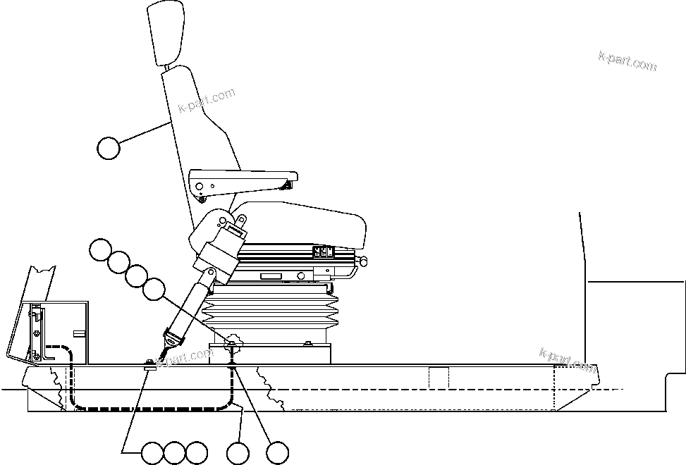Komatsu parts book diagram for AFE47-EF 730E S/N A30445 & A30446   ORAPA MINE: OPERATOR'S SEAT INSTALLATION