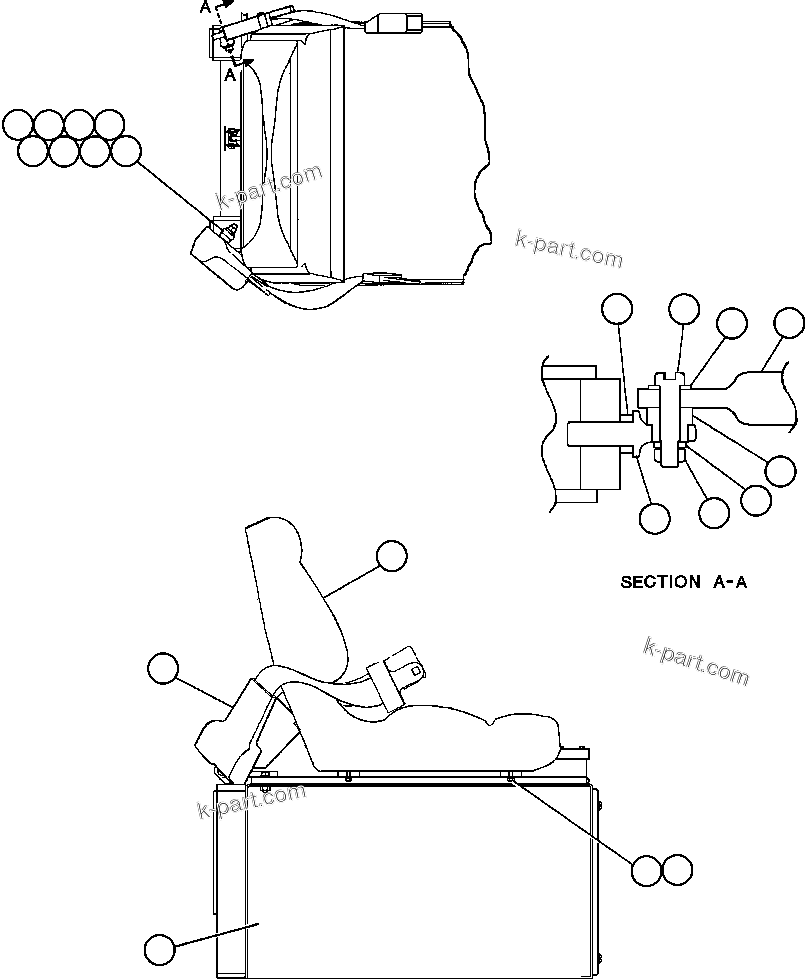 Komatsu parts book diagram for AFE47-EF 730E S/N A30445 & A30446   ORAPA MINE: PASSENGER SEAT INSTALLATION