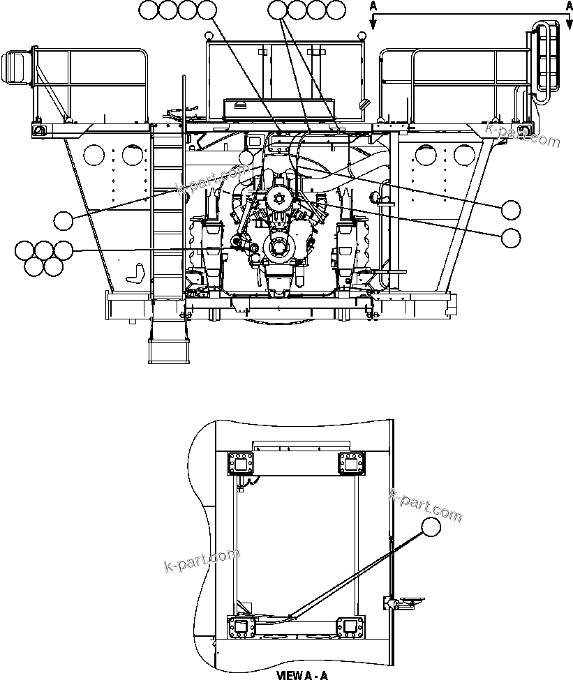Komatsu parts book diagram for AFE47-EF 730E S/N A30445 & A30446   ORAPA MINE: HEATER PIPING