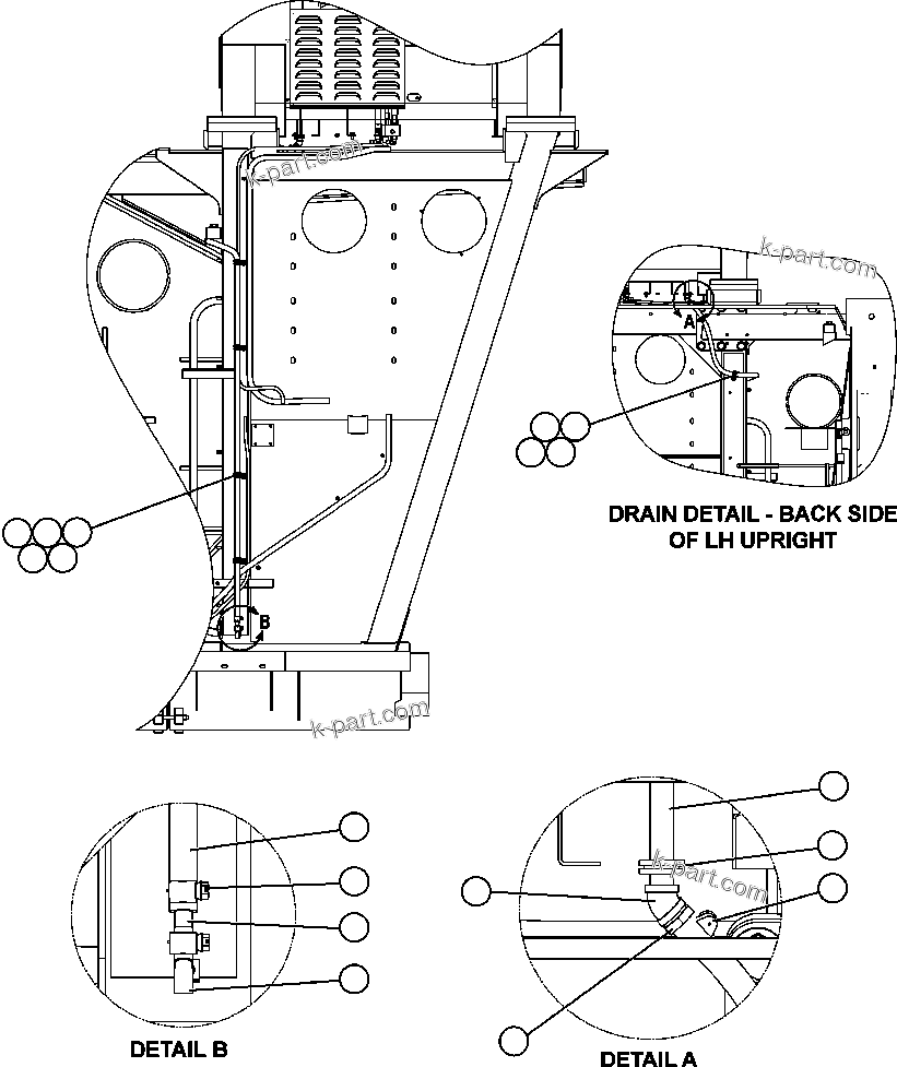 Komatsu parts book diagram for AFE47-EF 730E S/N A30445 & A30446   ORAPA MINE: A/C DRAIN HOSE INSTALLATION