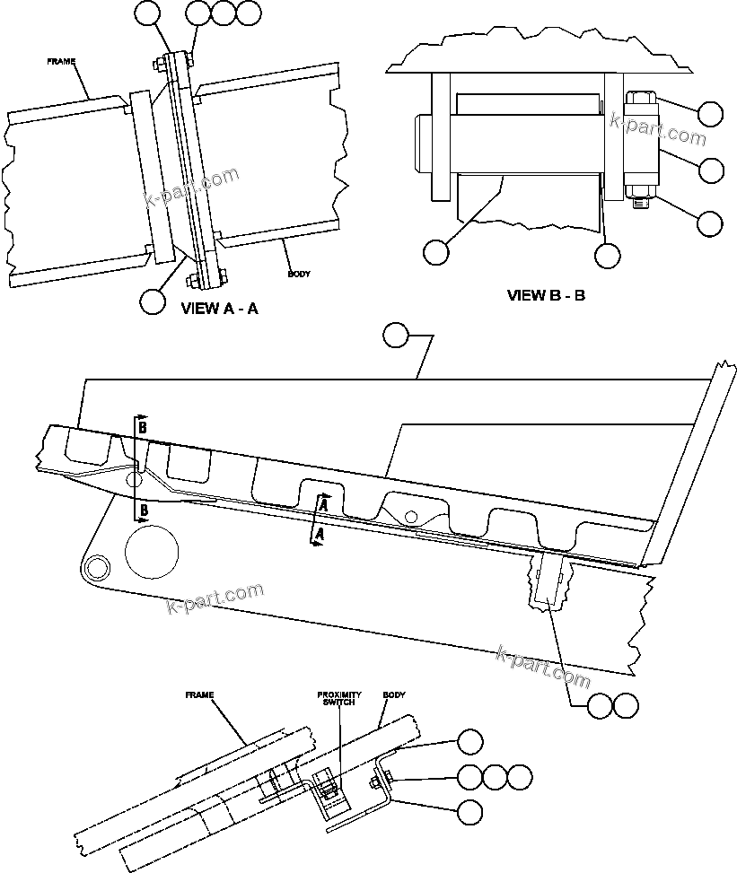 Komatsu parts book diagram for AFE47-EF 730E S/N A30445 & A30446   ORAPA MINE: BODY & BODY PIVOT