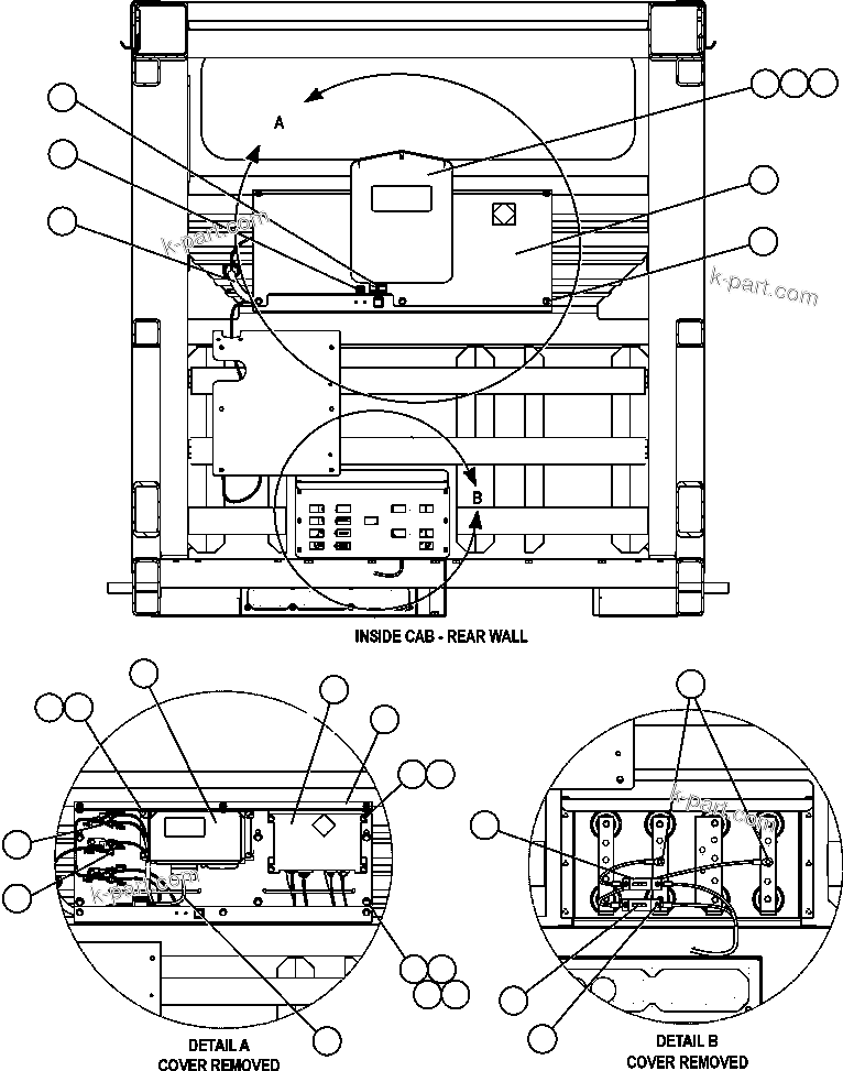 Komatsu parts book diagram for AFE47-EF 730E S/N A30445 & A30446   ORAPA MINE: VHMS - CAB INSTALLATION