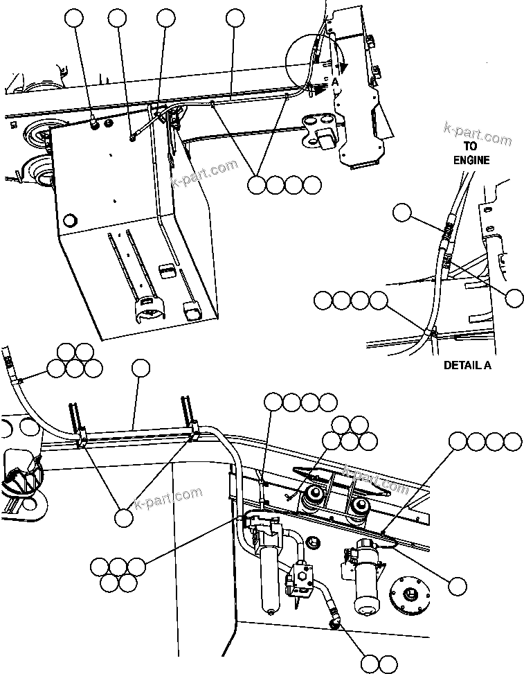 Komatsu parts book diagram for AFE47-EF 730E S/N A30445 & A30446   ORAPA MINE: FUEL SYSTEM PIPING