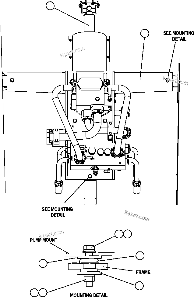Komatsu parts book diagram for AFE47-EF 730E S/N A30445 & A30446   ORAPA MINE: PUMP MODULE INSTALLATION