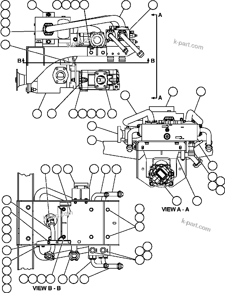 Komatsu parts book diagram for AFE47-EF 730E S/N A30445 & A30446   ORAPA MINE: PUMP MODULE - 1
