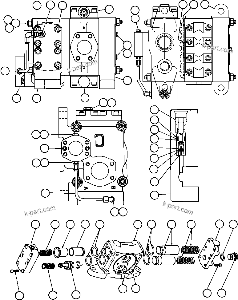 Komatsu parts book diagram for AFE47-EF 730E S/N A30445 & A30446   ORAPA MINE: HOIST CONTROL VALVE ASSM (PB8267)