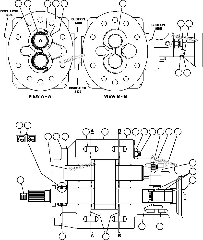 Komatsu parts book diagram for AFE47-EF 730E S/N A30445 & A30446   ORAPA MINE: HOIST PUMP ASSEMBLY (PB9668)