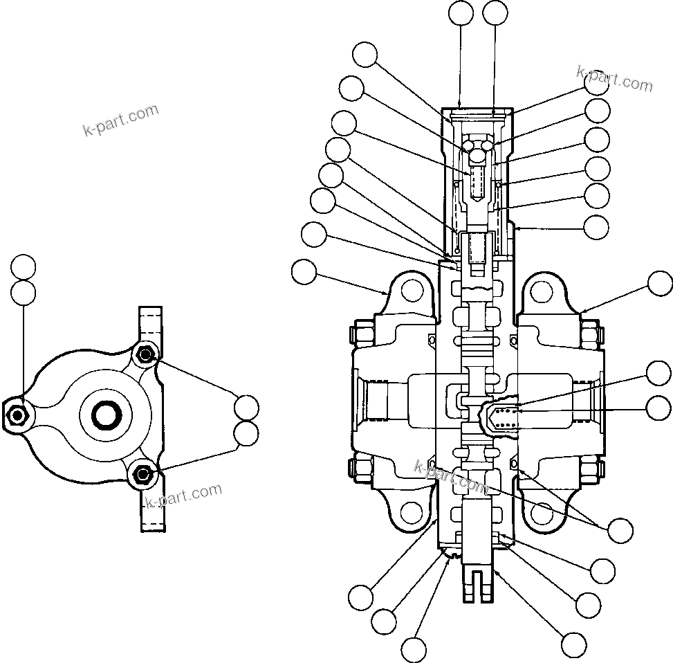 Komatsu parts book diagram for AFE47-EF 730E S/N A30445 & A30446   ORAPA MINE: HOIST PILOT VALVE ASSEMBLY (PB6922)