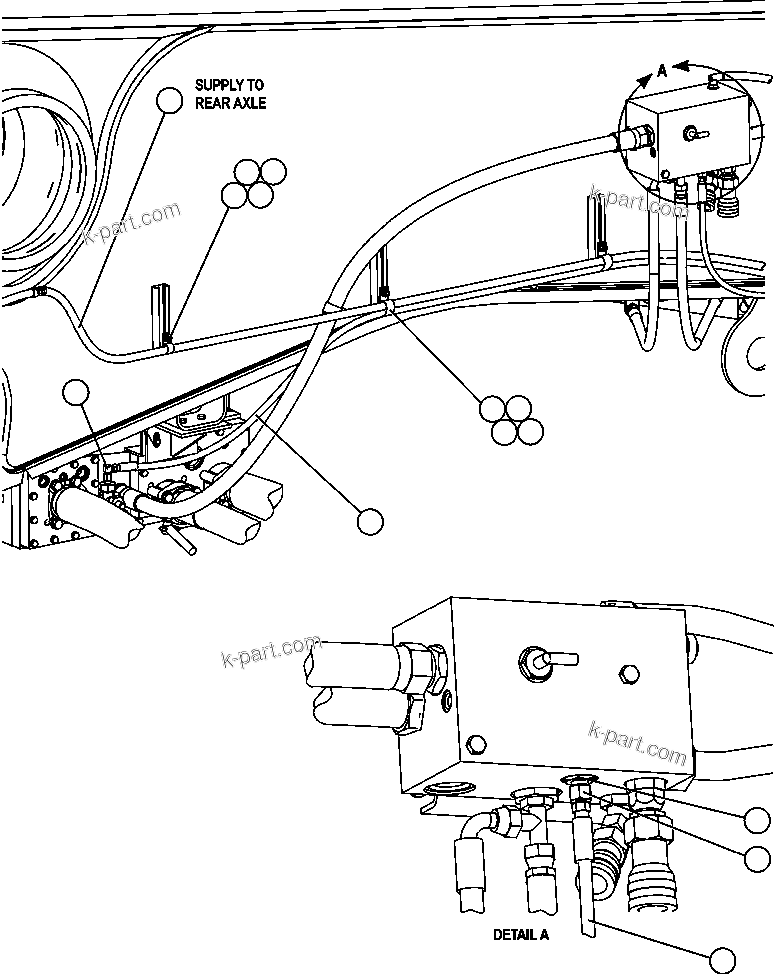 Komatsu parts book diagram for AFE47-EF 730E S/N A30445 & A30446   ORAPA MINE: AUTOMATIC LUBRICATION - FRAME PIPING - 1