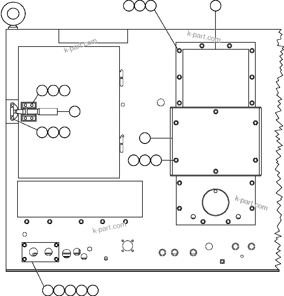 Komatsu parts book diagram for AFE47-EF 730E S/N A30445 & A30446   ORAPA MINE: CONTROL CABINET (REAR VIEW)