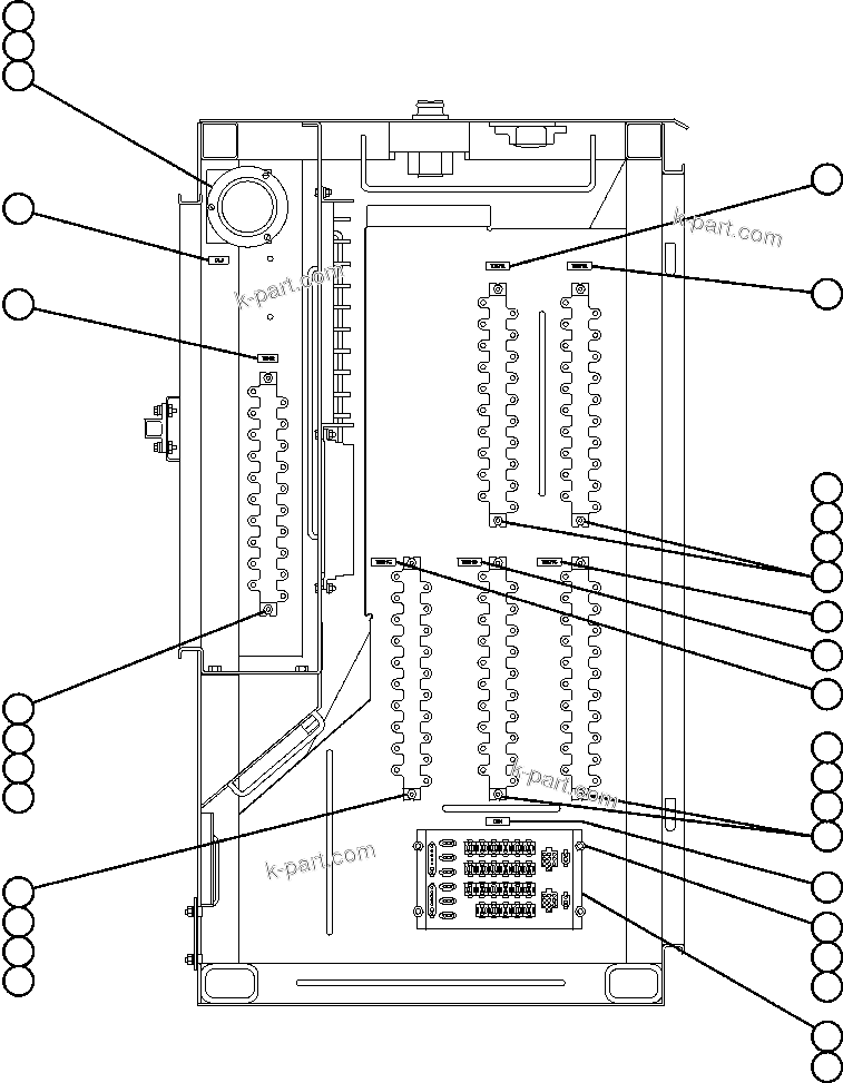 Komatsu parts book diagram for AFE47-EF 730E S/N A30445 & A30446   ORAPA MINE: CONTROL CABINET RIGHT DOOR (RIGHT SIDE WALL)