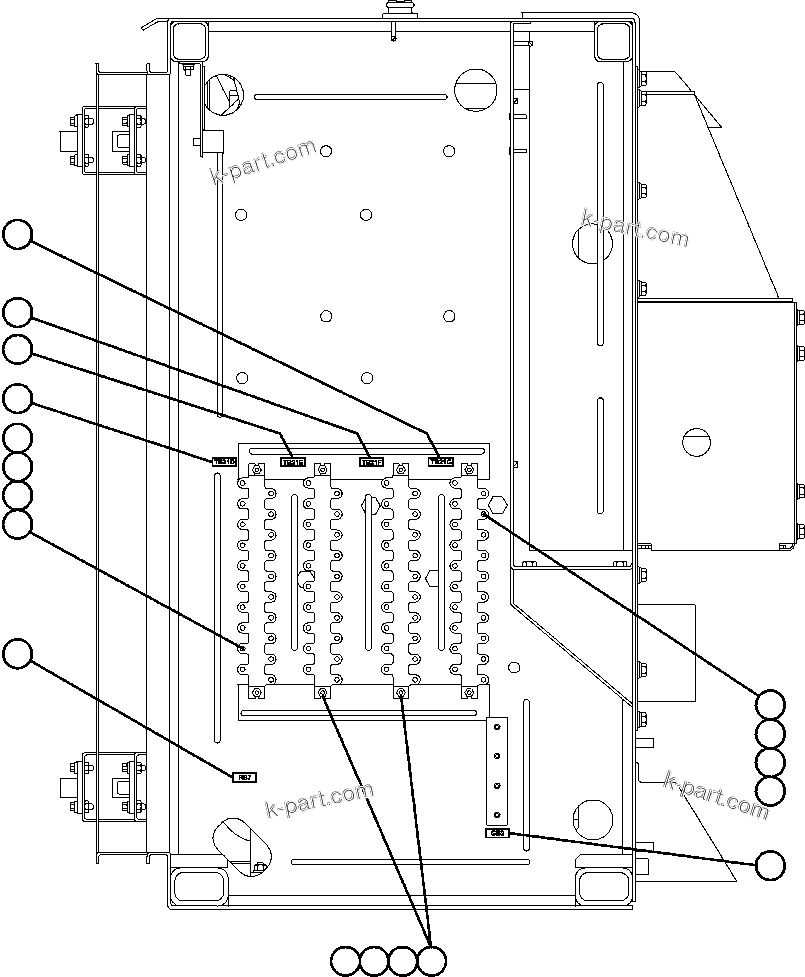 Komatsu parts book diagram for AFE47-EF 730E S/N A30445 & A30446   ORAPA MINE: CONTROL CABINET RIGHT DOOR (LEFT SIDE WALL)