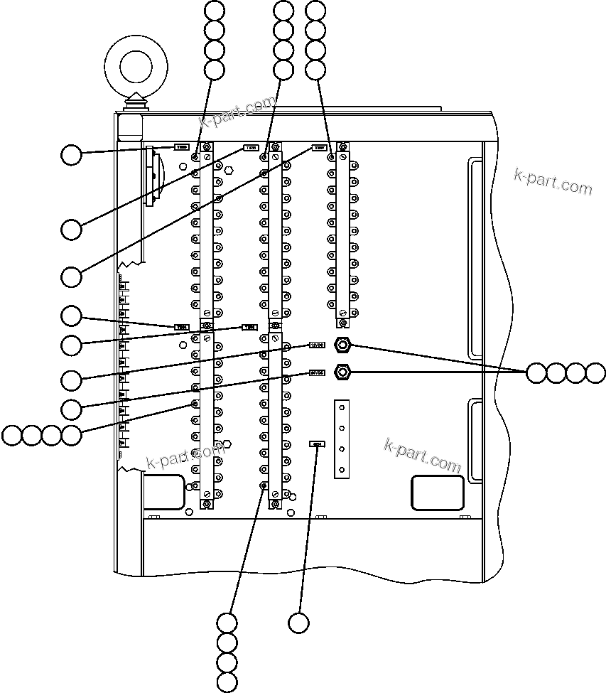 Komatsu parts book diagram for AFE47-EF 730E S/N A30445 & A30446   ORAPA MINE: CONTROL CABINET - REAR DOOR